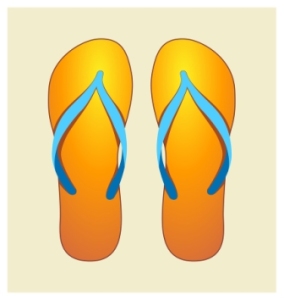 Vector Illustration of Orange Pair of Flip-flops
